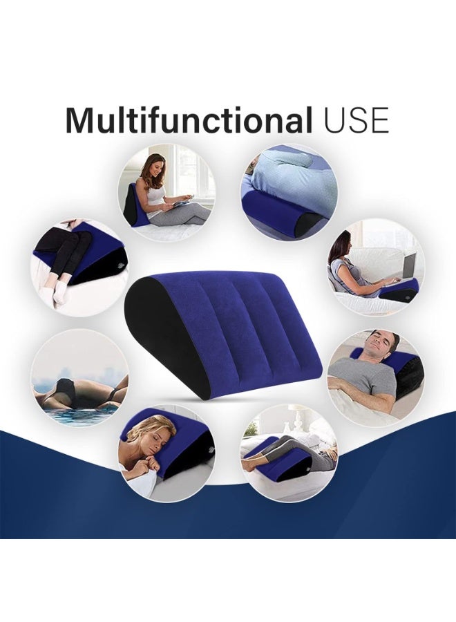 كيل › وسادة قابلة للنفخ لرفع الساقين وسادة إسفينية زرقاء محمولة للنوم والسفر والراحة المنزلية ودعم مريح للساقين الخلفيتين وتخفيف التورم - Image 5